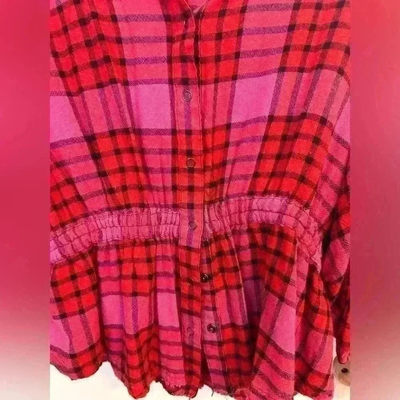 Free People "Pacific Dawn" Plaid Top Size S - Picture 2 of 5